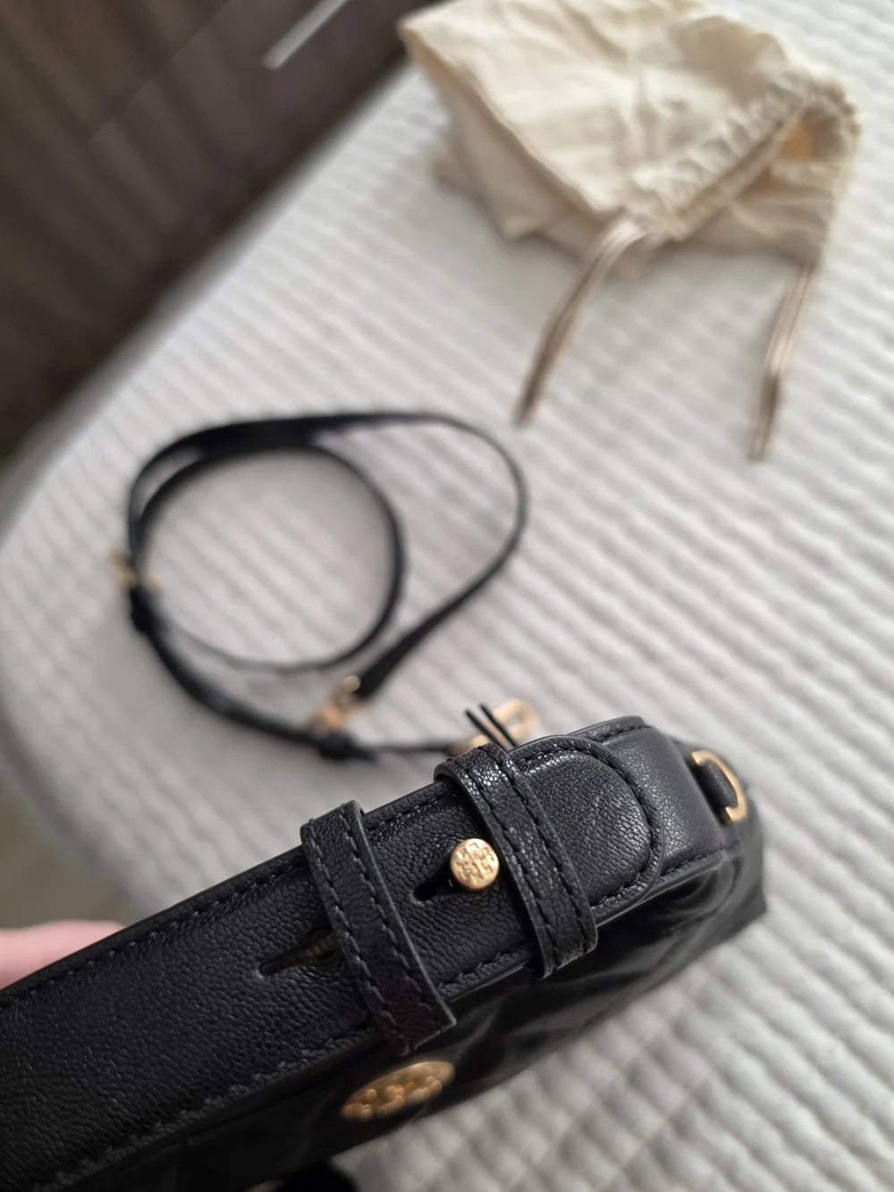 Tory Burch Willa Hobo Black Quilted Leather